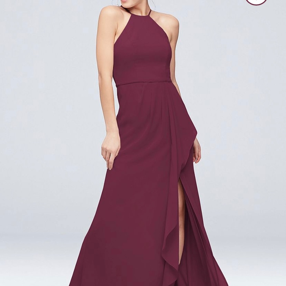 David’s Bridal Chiffon Dress w/ Cascade
